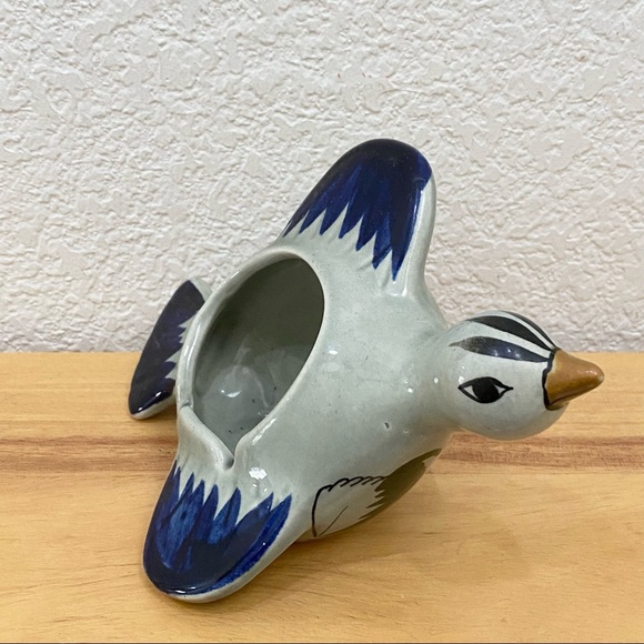 Vintage Noe Suro Mexican Pottery Folk Art Bird Hand-painted Ashtray - Picture 2 of 11